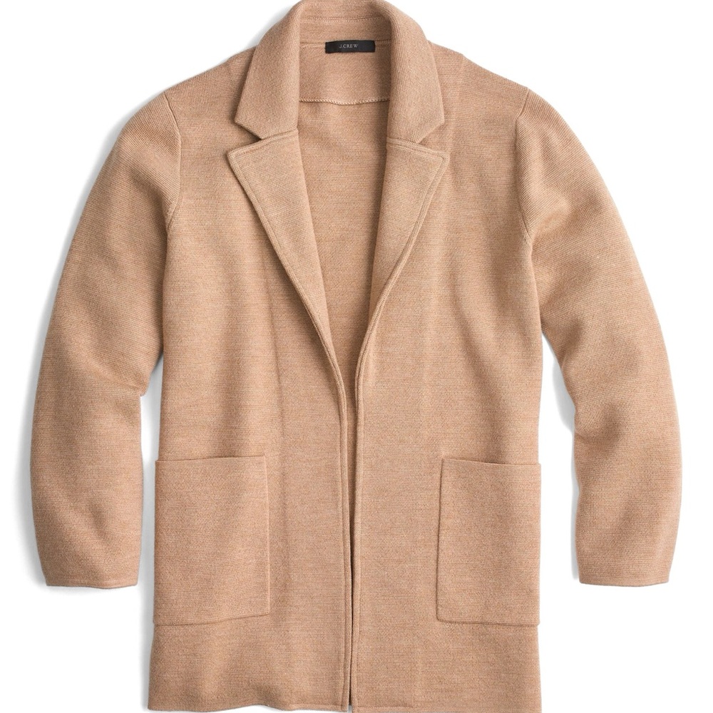 J. Crew Tan Open-Front Sweater Blazer | Size Small